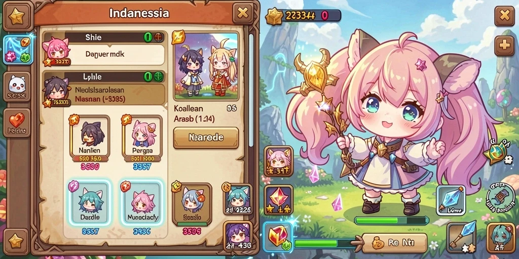Screenshot menampilkan karakter utama yang siap berpetualang.